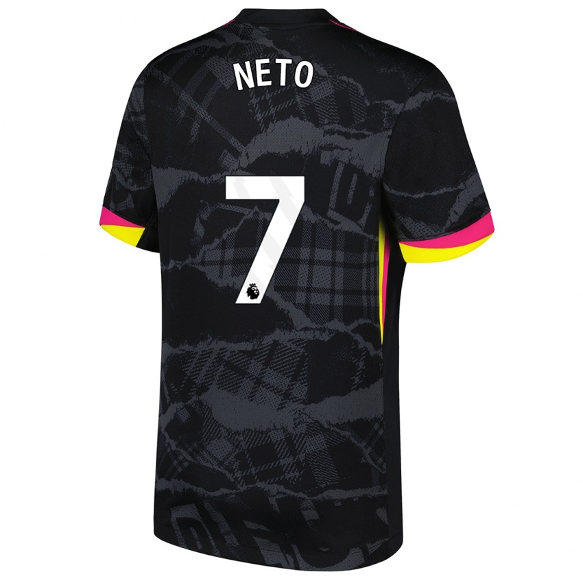 Niño Camiseta Pedro Neto #7 Negro Rosa Equipación Tercera 2024/25 La Camisa