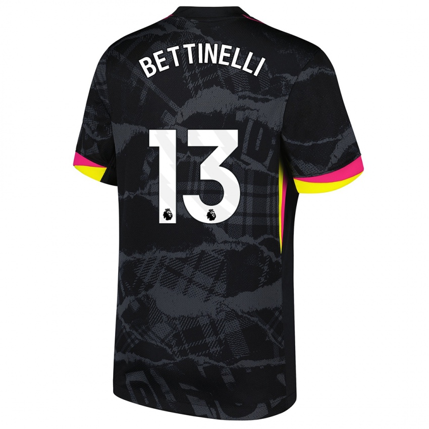 Niño Camiseta Marcus Bettinelli #13 Negro Rosa Equipación Tercera 2024/25 La Camisa