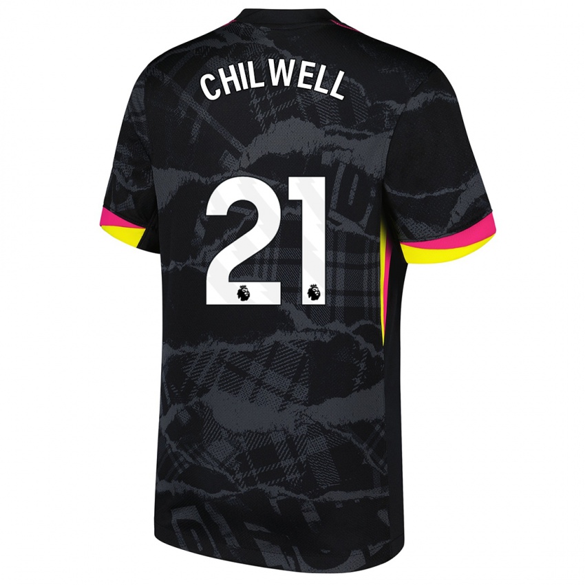 Niño Camiseta Ben Chilwell #21 Negro Rosa Equipación Tercera 2024/25 La Camisa