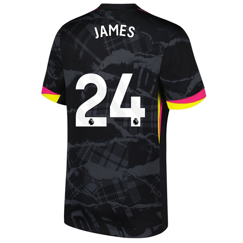 Niño Camiseta Reece James #24 Negro Rosa Equipación Tercera 2024/25 La Camisa