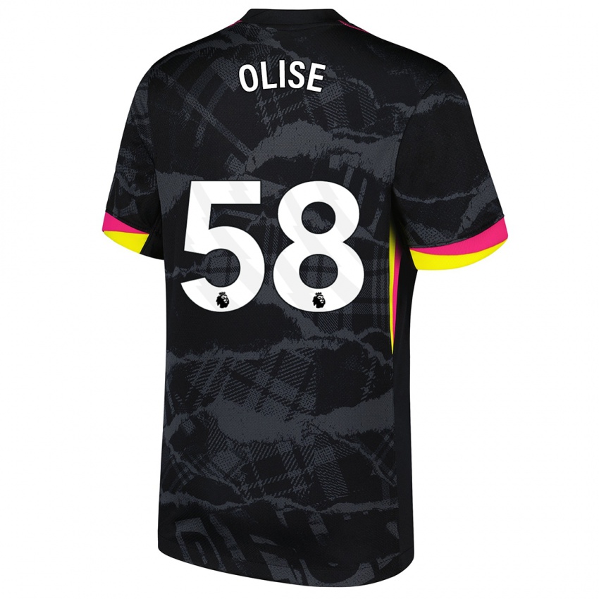 Niño Camiseta Richard Olise #58 Negro Rosa Equipación Tercera 2024/25 La Camisa