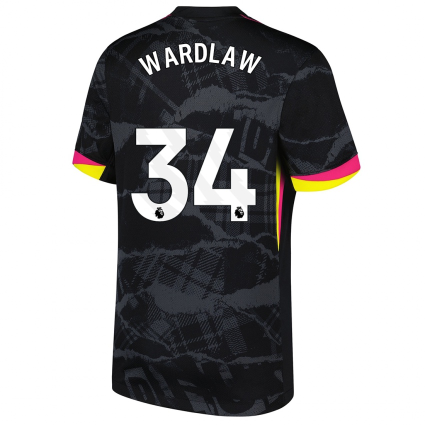 Niño Camiseta Charlotte Wardlaw #34 Negro Rosa Equipación Tercera 2024/25 La Camisa