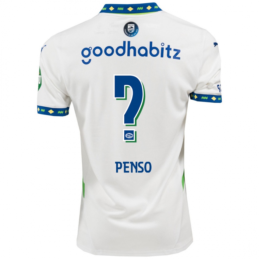 Niño Camiseta Kyano Penso #0 Blanco Azul Oscuro Equipación Tercera 2024/25 La Camisa