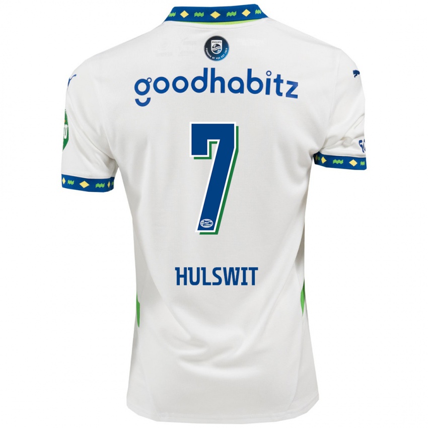 Niño Camiseta Zera Hulswit #7 Blanco Azul Oscuro Equipación Tercera 2024/25 La Camisa