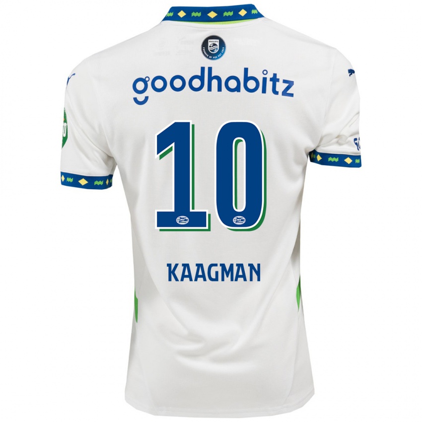 Niño Camiseta Inessa Kaagman #10 Blanco Azul Oscuro Equipación Tercera 2024/25 La Camisa