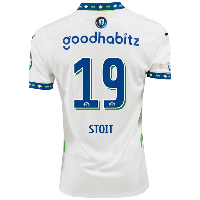 Niño Camiseta Fleur Stoit #19 Blanco Azul Oscuro Equipación Tercera 2024/25 La Camisa