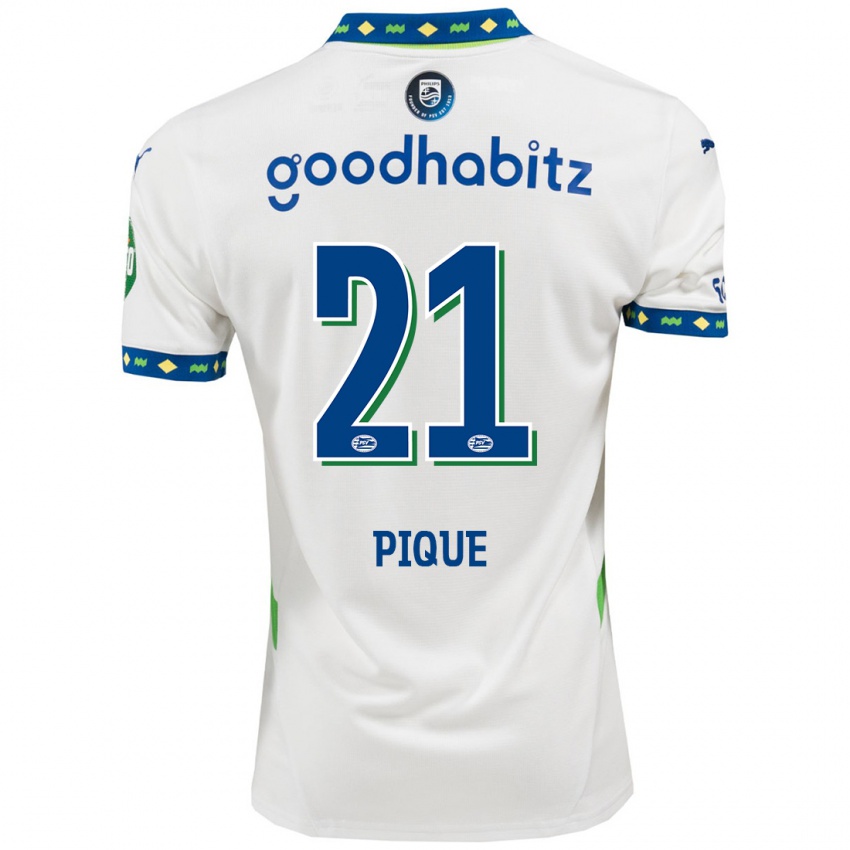 Niño Camiseta Naomi Piqué #21 Blanco Azul Oscuro Equipación Tercera 2024/25 La Camisa