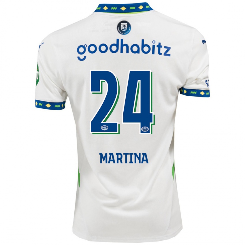 Niño Camiseta Shijona Martina #24 Blanco Azul Oscuro Equipación Tercera 2024/25 La Camisa