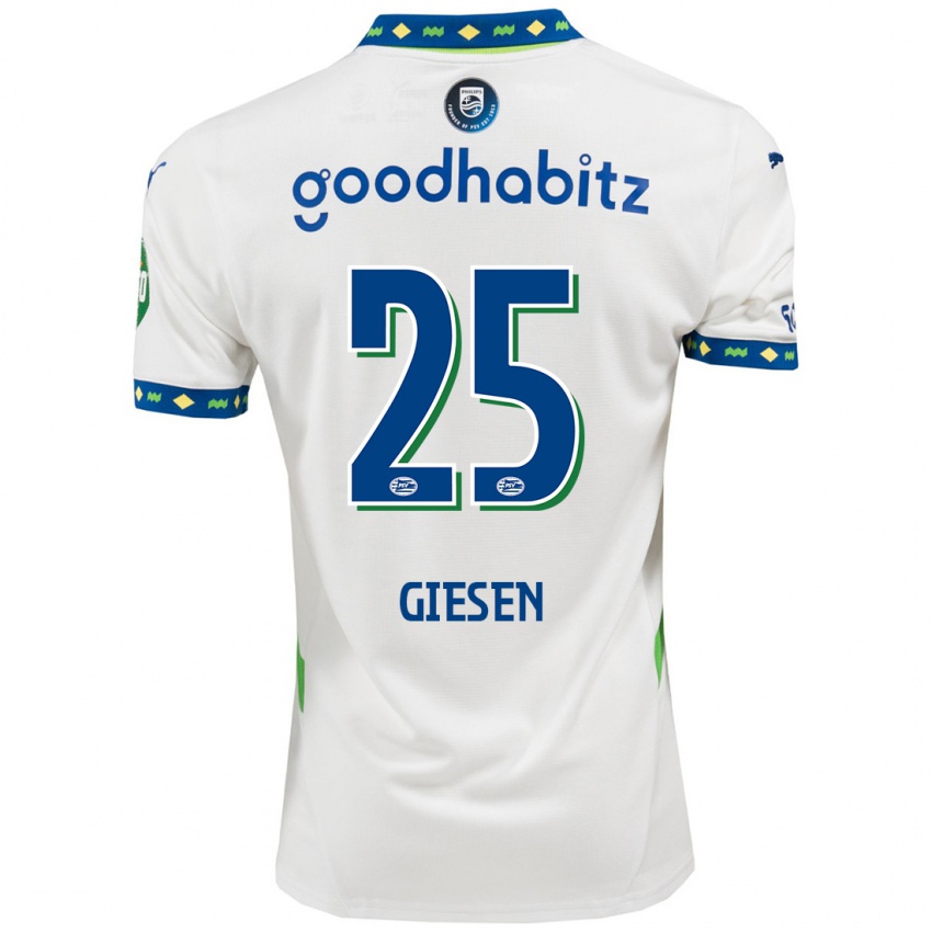 Niño Camiseta Suzanne Giesen #25 Blanco Azul Oscuro Equipación Tercera 2024/25 La Camisa