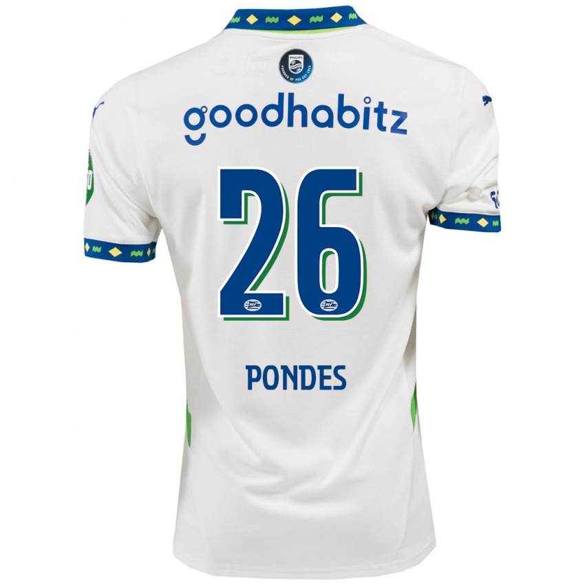 Niño Camiseta Moon Pondes #26 Blanco Azul Oscuro Equipación Tercera 2024/25 La Camisa