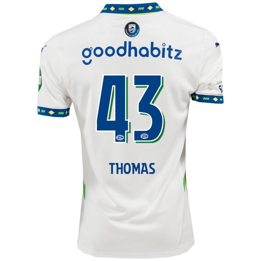 Niño Camiseta Kealyn Thomas #43 Blanco Azul Oscuro Equipación Tercera 2024/25 La Camisa