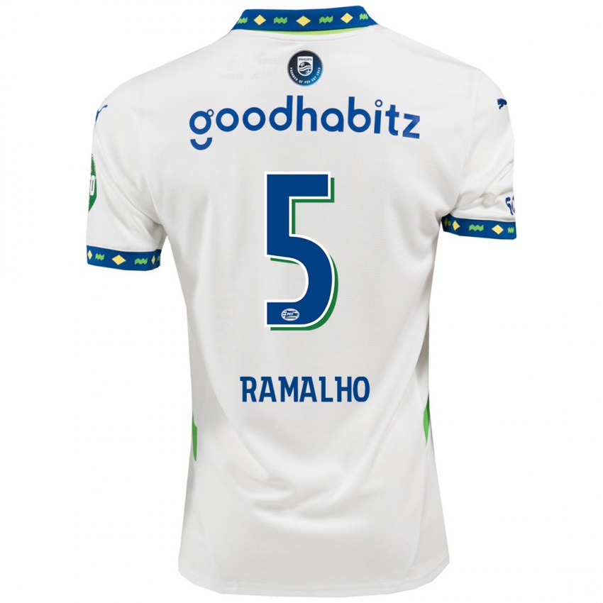 Niño Camiseta André Ramalho #5 Blanco Azul Oscuro Equipación Tercera 2024/25 La Camisa