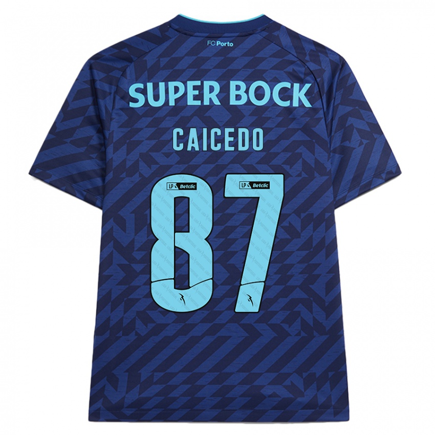 Niño Camiseta Brayan Caicedo #87 Azul Marino Equipación Tercera 2024/25 La Camisa