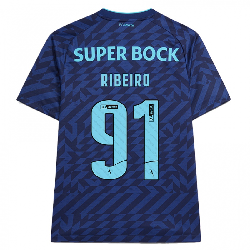 Niño Camiseta Gonçalo Ribeiro #91 Azul Marino Equipación Tercera 2024/25 La Camisa