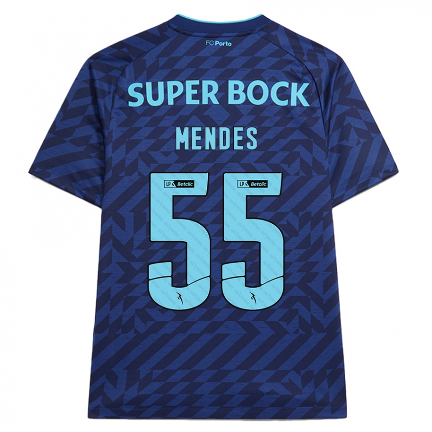 Niño Camiseta João Mendes #55 Azul Marino Equipación Tercera 2024/25 La Camisa