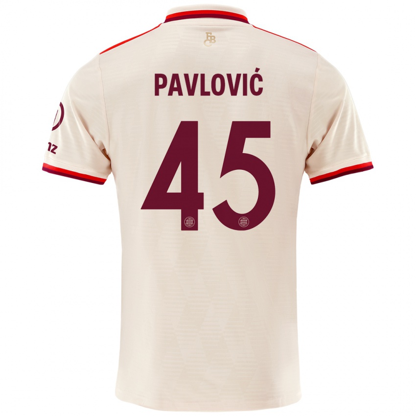 Niño Camiseta Aleksandar Pavlovic #45 Lino Equipación Tercera 2024/25 La Camisa