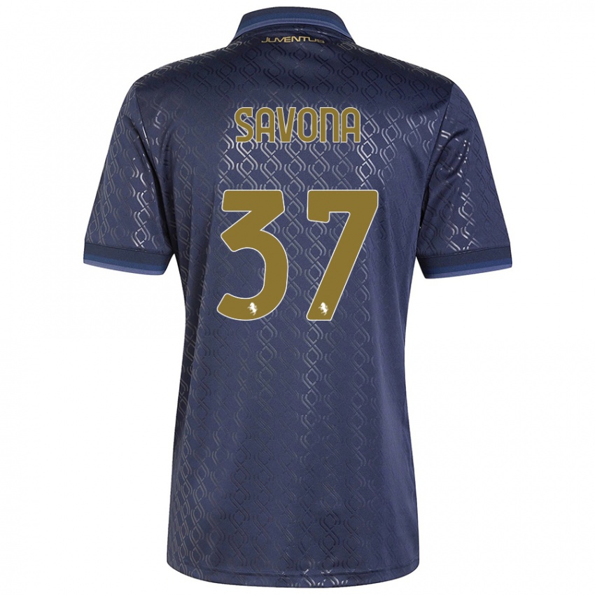 Niño Camiseta Nicolo Savona #37 Azul Marino Equipación Tercera 2024/25 La Camisa