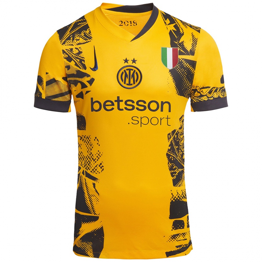 Niño Camiseta Elisa Polli #9 Dorado Negro Equipación Tercera 2024/25 La Camisa