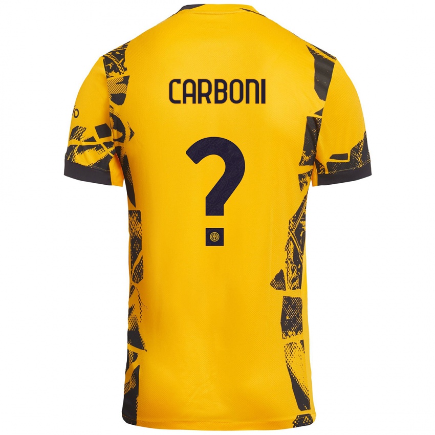 Niño Camiseta Franco Carboni #0 Dorado Negro Equipación Tercera 2024/25 La Camisa