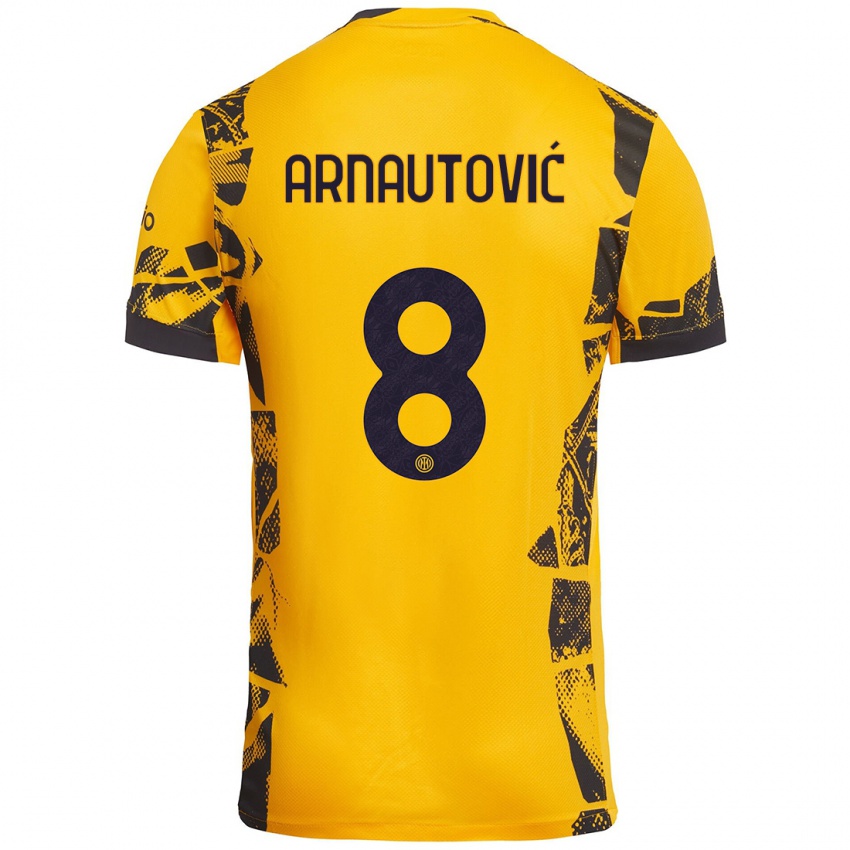 Niño Camiseta Marko Arnautovic #8 Dorado Negro Equipación Tercera 2024/25 La Camisa