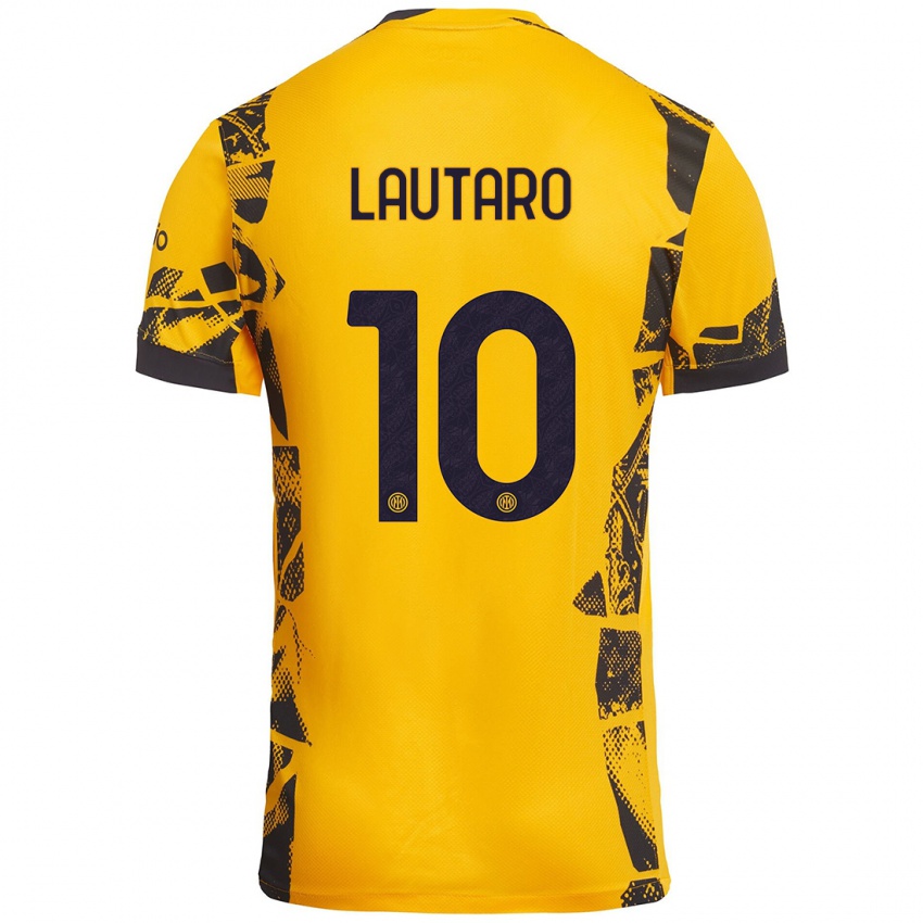 Niño Camiseta Lautaro Martínez #10 Dorado Negro Equipación Tercera 2024/25 La Camisa