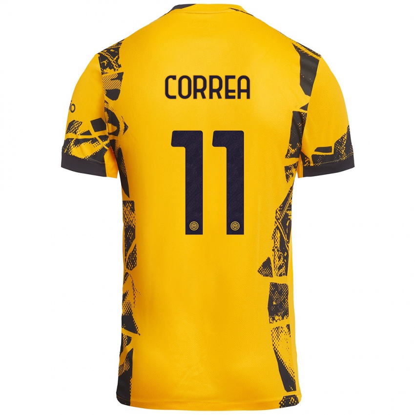 Niño Camiseta Joaquín Correa #11 Dorado Negro Equipación Tercera 2024/25 La Camisa