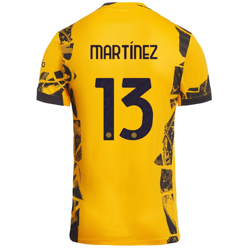 Niño Camiseta Josep Martínez #13 Dorado Negro Equipación Tercera 2024/25 La Camisa