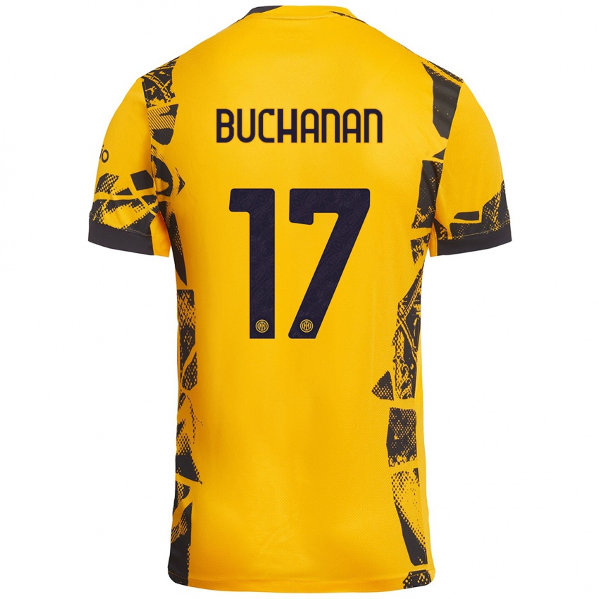 Niño Camiseta Tajon Buchanan #17 Dorado Negro Equipación Tercera 2024/25 La Camisa