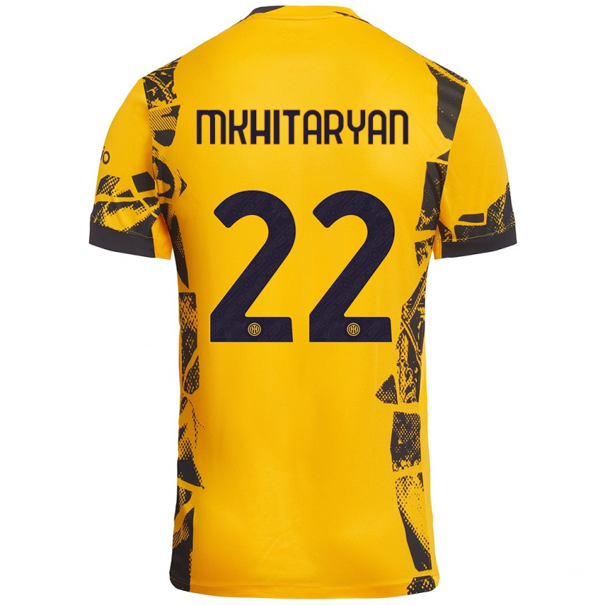 Niño Camiseta Henrikh Mkhitaryan #22 Dorado Negro Equipación Tercera 2024/25 La Camisa