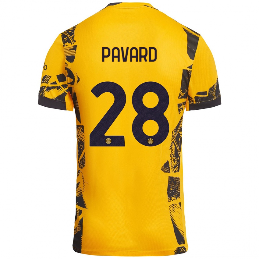 Niño Camiseta Benjamin Pavard #28 Dorado Negro Equipación Tercera 2024/25 La Camisa