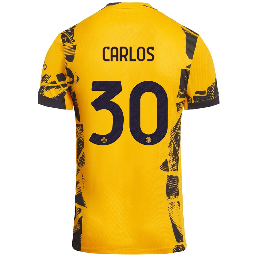 Niño Camiseta Carlos Augusto #30 Dorado Negro Equipación Tercera 2024/25 La Camisa