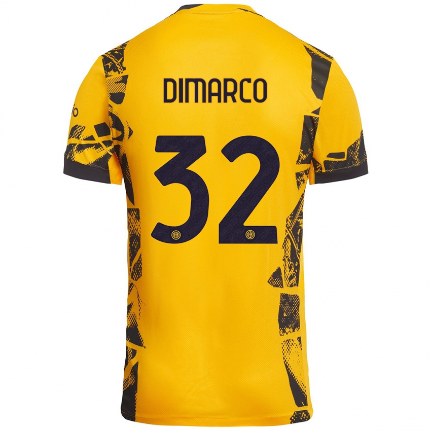 Niño Camiseta Federico Dimarco #32 Dorado Negro Equipación Tercera 2024/25 La Camisa