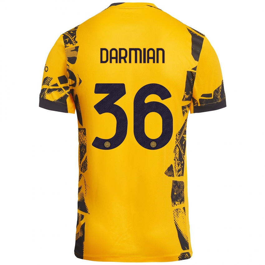 Niño Camiseta Matteo Darmian #36 Dorado Negro Equipación Tercera 2024/25 La Camisa