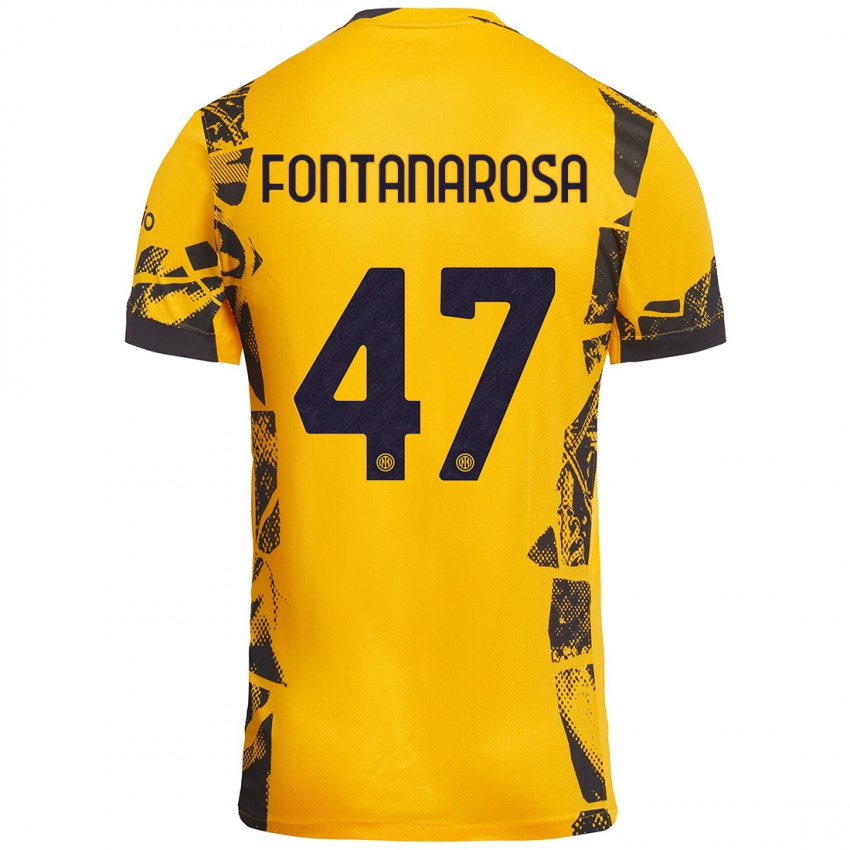 Niño Camiseta Alessandro Fontanarosa #47 Dorado Negro Equipación Tercera 2024/25 La Camisa