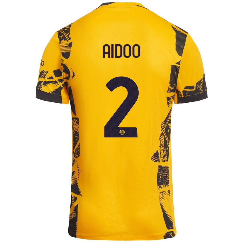 Niño Camiseta Mike Aidoo #2 Dorado Negro Equipación Tercera 2024/25 La Camisa