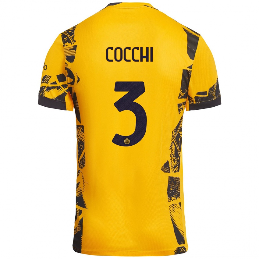 Niño Camiseta Matteo Cocchi #3 Dorado Negro Equipación Tercera 2024/25 La Camisa