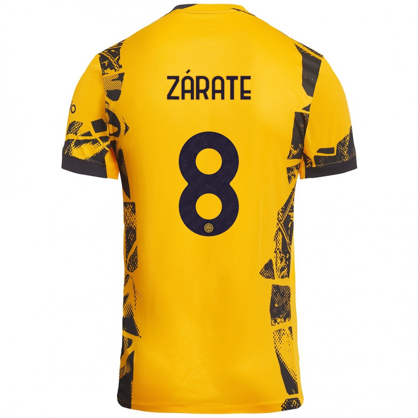 Niño Camiseta Dilan Zárate #8 Dorado Negro Equipación Tercera 2024/25 La Camisa