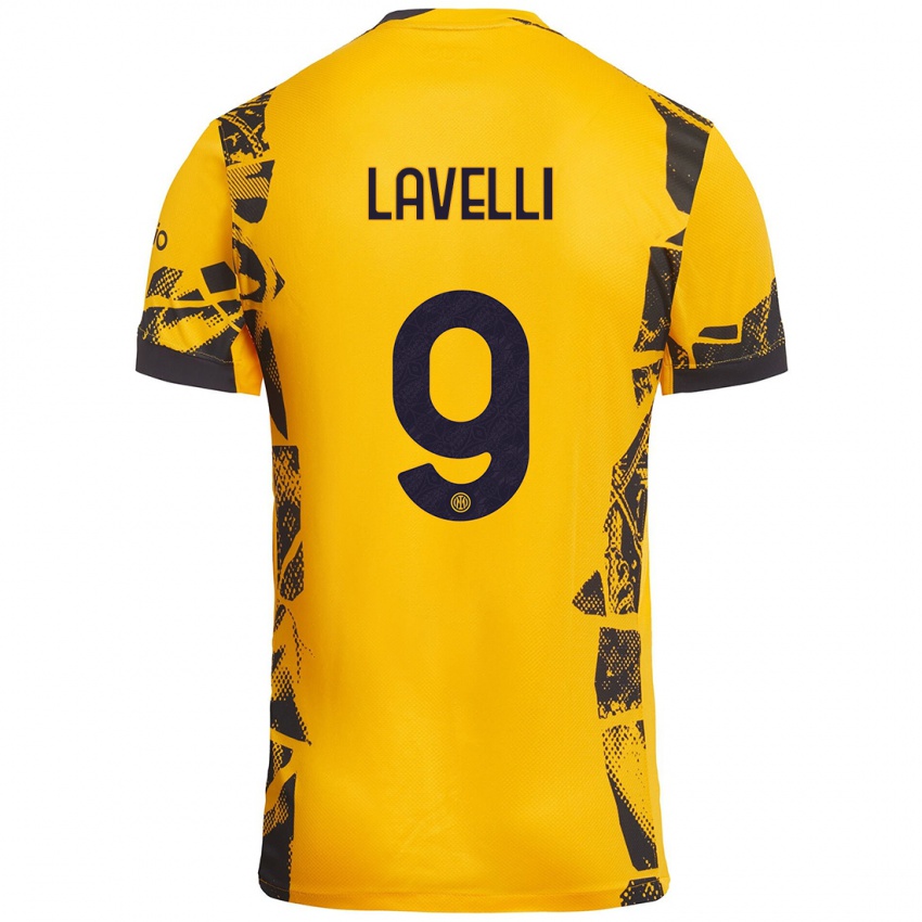 Niño Camiseta Matteo Lavelli #9 Dorado Negro Equipación Tercera 2024/25 La Camisa