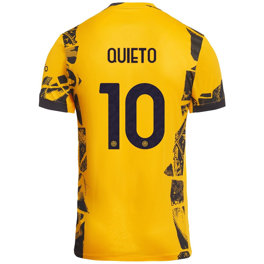 Niño Camiseta Daniele Quieto #10 Dorado Negro Equipación Tercera 2024/25 La Camisa