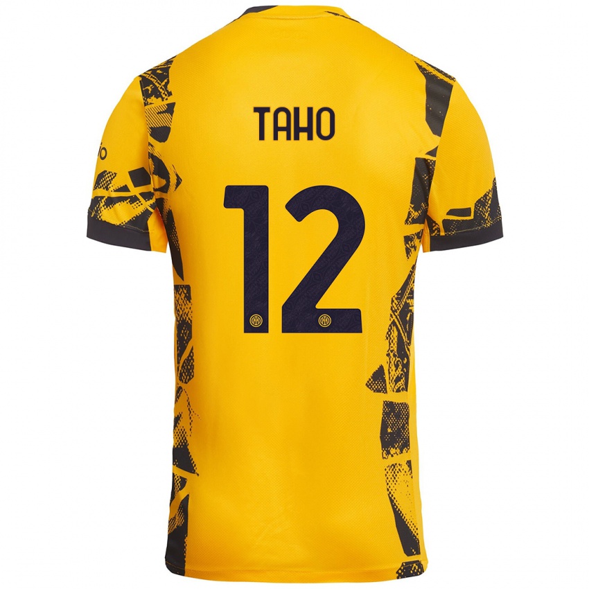 Niño Camiseta Alain Taho #12 Dorado Negro Equipación Tercera 2024/25 La Camisa