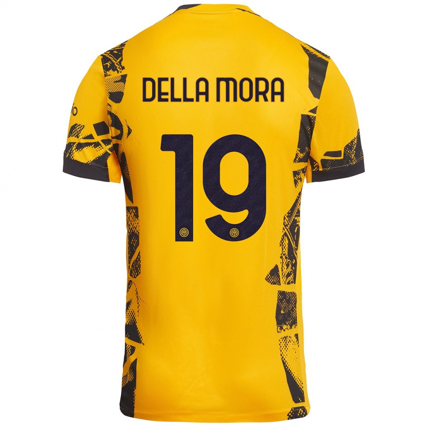 Niño Camiseta Tommaso Della Mora #19 Dorado Negro Equipación Tercera 2024/25 La Camisa