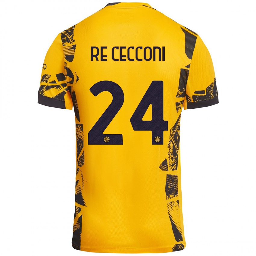 Niño Camiseta Gabriele Re Cecconi #24 Dorado Negro Equipación Tercera 2024/25 La Camisa