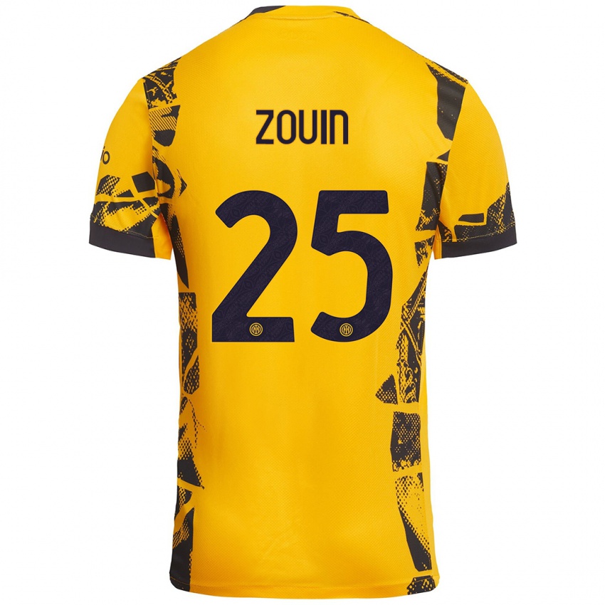 Niño Camiseta Aymen Zouin #25 Dorado Negro Equipación Tercera 2024/25 La Camisa