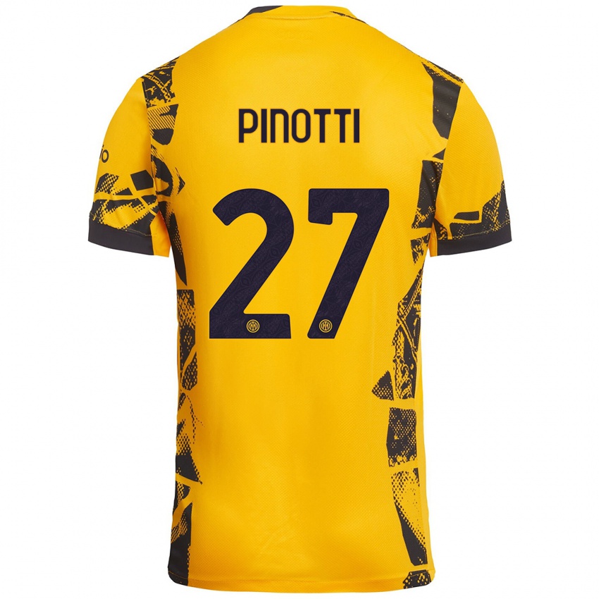 Niño Camiseta Manuel Pinotti #27 Dorado Negro Equipación Tercera 2024/25 La Camisa