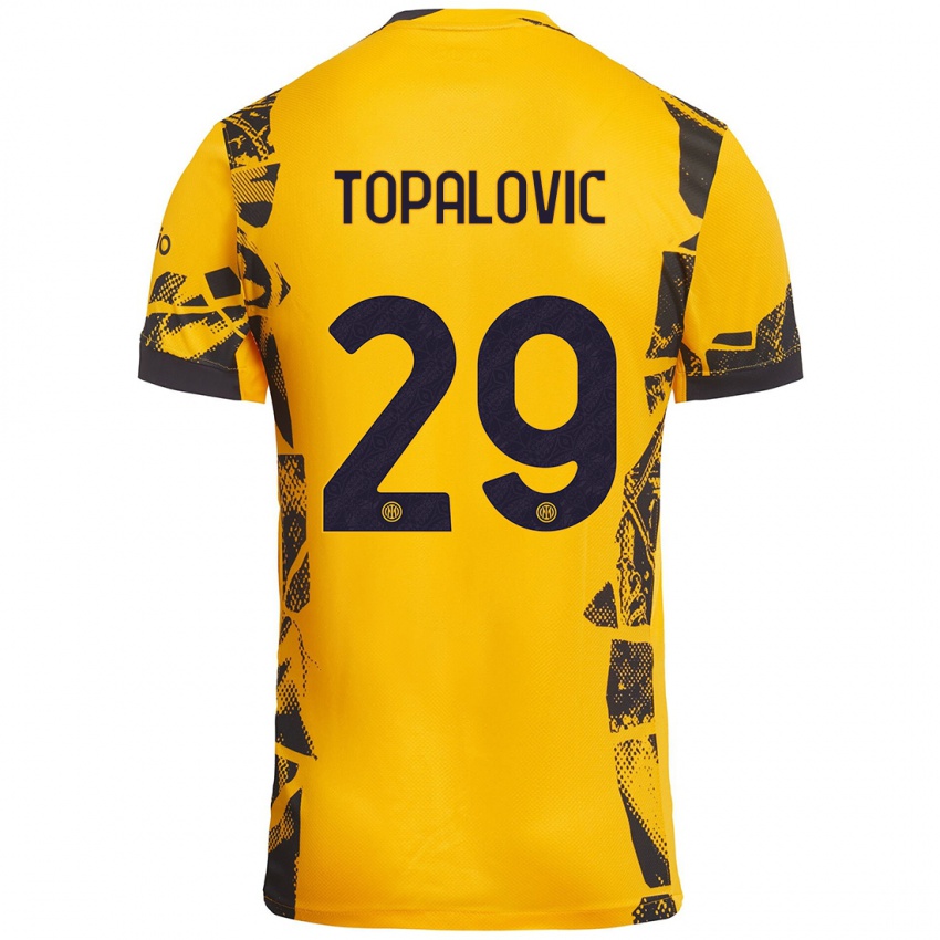 Niño Camiseta Luka Topalovic #29 Dorado Negro Equipación Tercera 2024/25 La Camisa