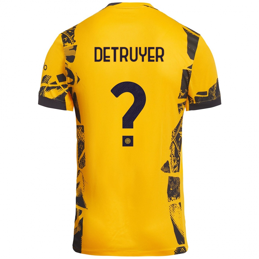 Niño Camiseta Marie Detruyer #0 Dorado Negro Equipación Tercera 2024/25 La Camisa