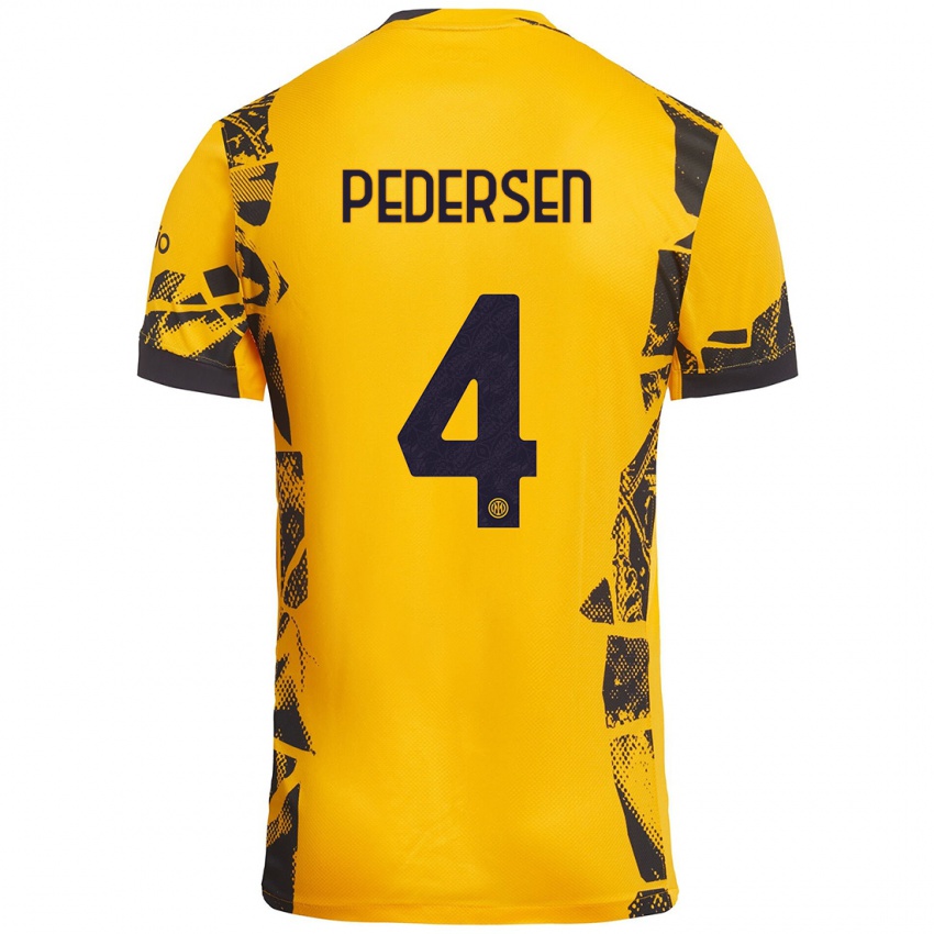 Niño Camiseta Sofie Junge Pedersen #4 Dorado Negro Equipación Tercera 2024/25 La Camisa