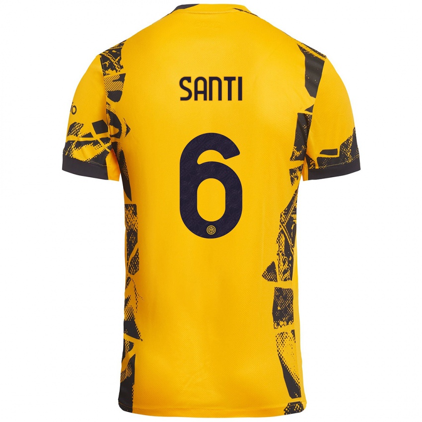 Niño Camiseta Irene Santi #6 Dorado Negro Equipación Tercera 2024/25 La Camisa