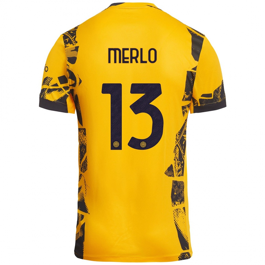 Niño Camiseta Beatrice Merlo #13 Dorado Negro Equipación Tercera 2024/25 La Camisa