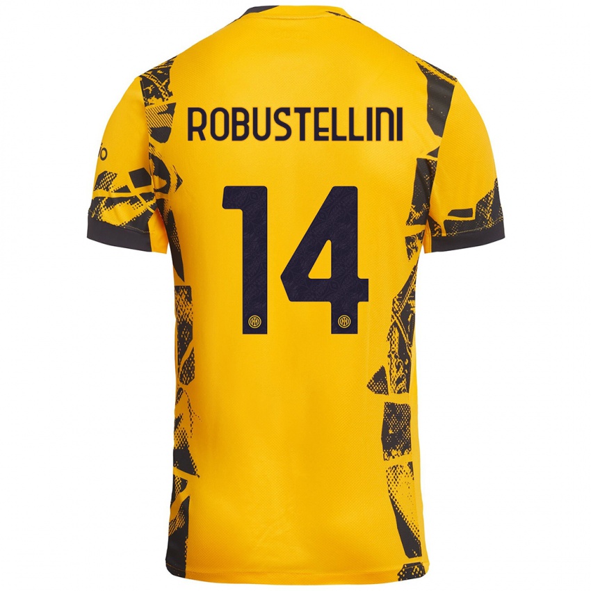 Niño Camiseta Chiara Robustellini #14 Dorado Negro Equipación Tercera 2024/25 La Camisa